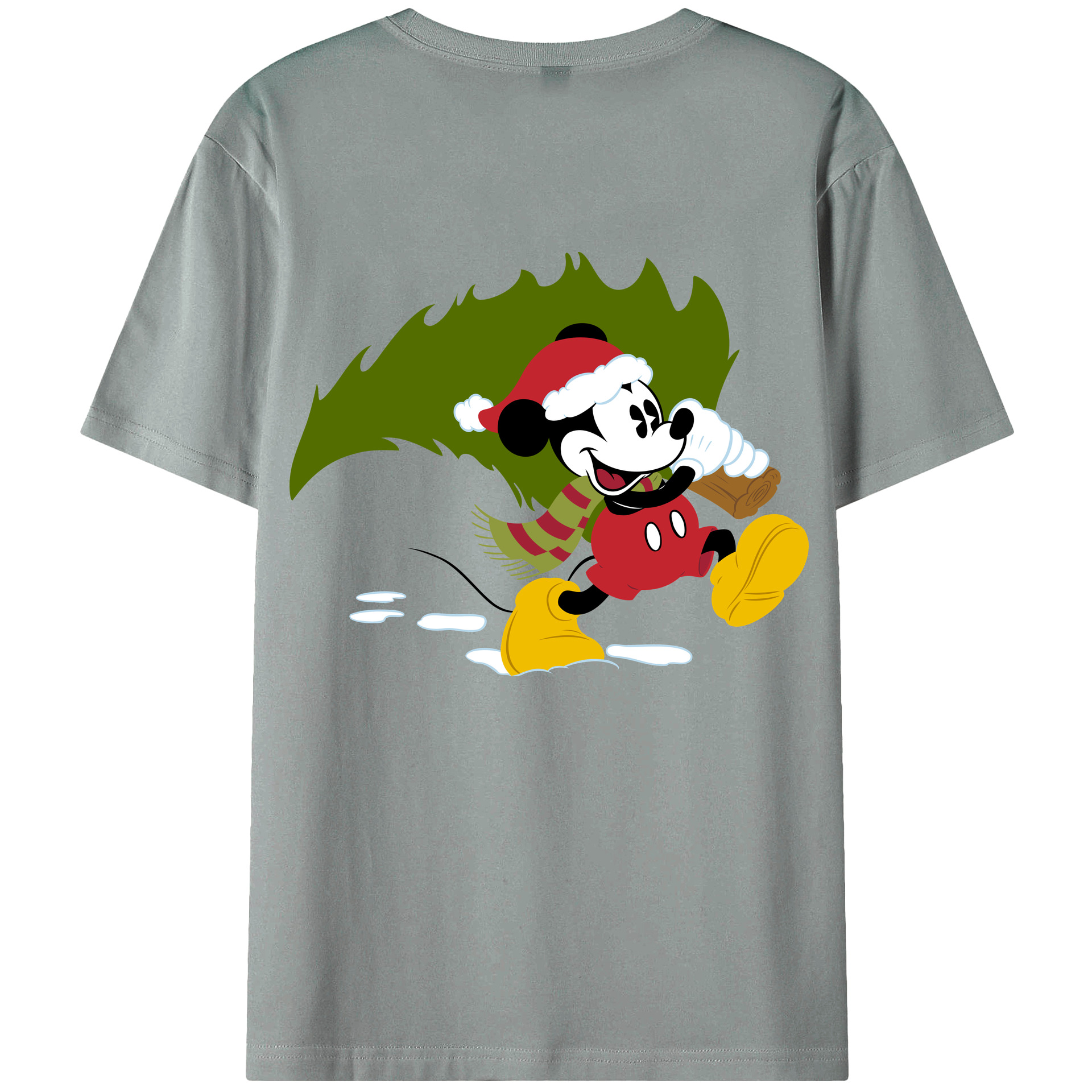 ミッキーマウス Mickey Mouse 綿100％ メンズ半袖Tシャツ（バックプリント） 通気性